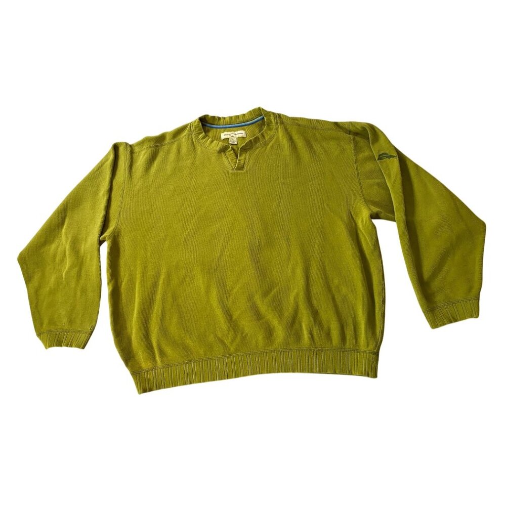 Tommy Bahama Mens Olive Green Cotton Sweater XL